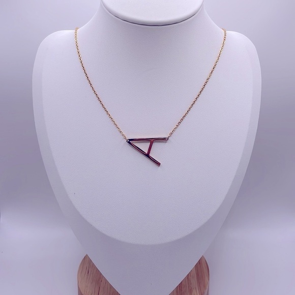 18k Gold Plated Initial Letter “A” Pendant Necklace - Picture 4 of 5